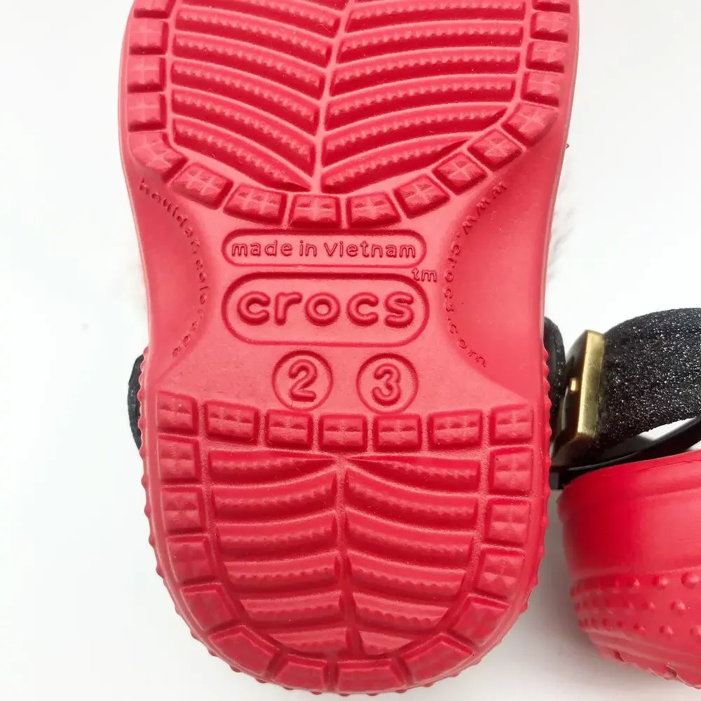 Crocs Baby Santa Classic Clogs Infant Size 2-3 Festive Red White Black NWT